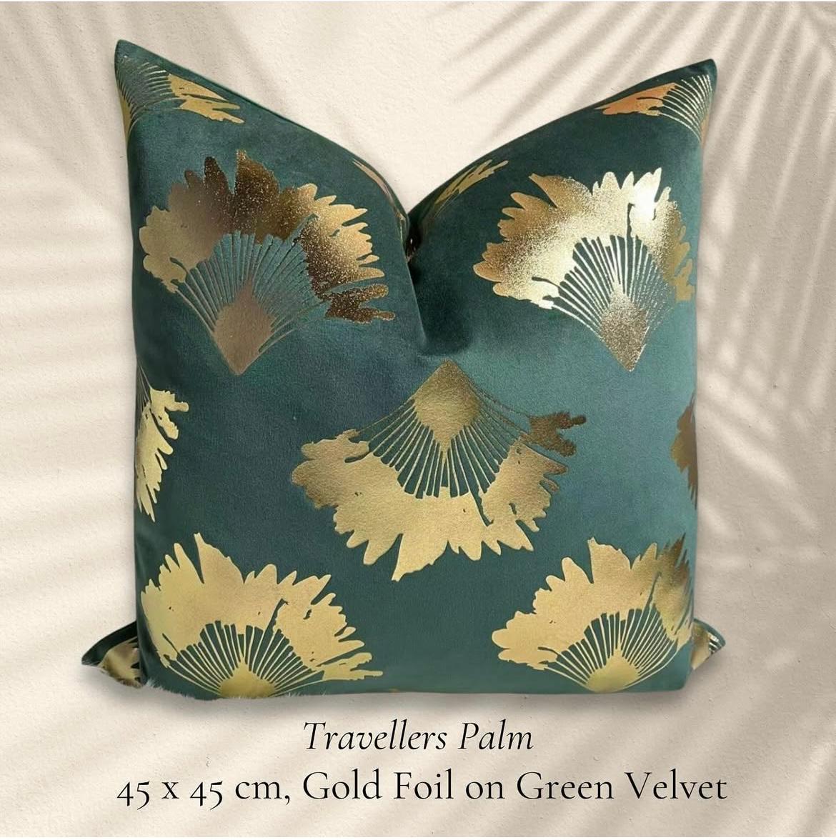 CUSHION GOLD FOIL ON GREEN VELVET