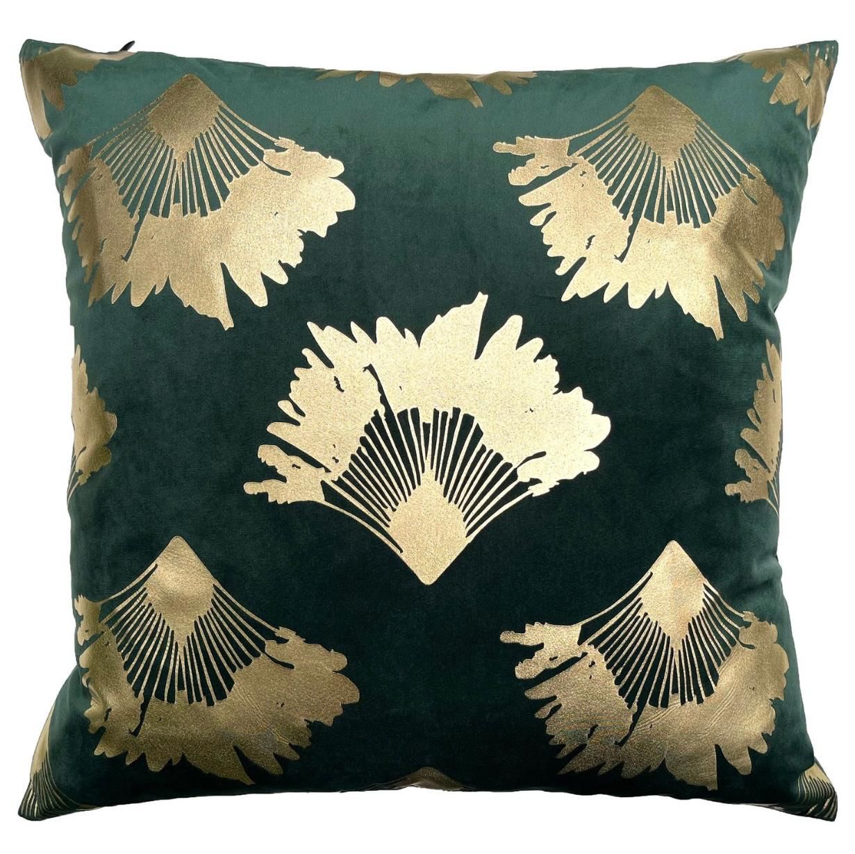 CUSHION GOLD FOIL ON GREEN VELVET